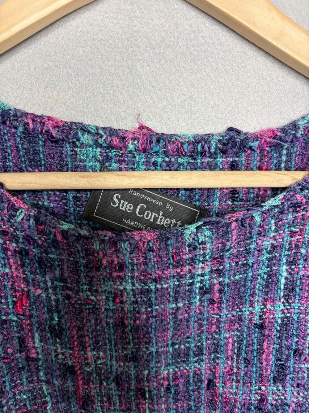 Hand Woven Tunic Top Womens Med/LRG Chenille Short Sleeve Pullover Sue Corbett - Picture 3 of 4